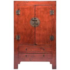 Chinese Two-Door Two-Drawer Red Lacquer Cabinet 4