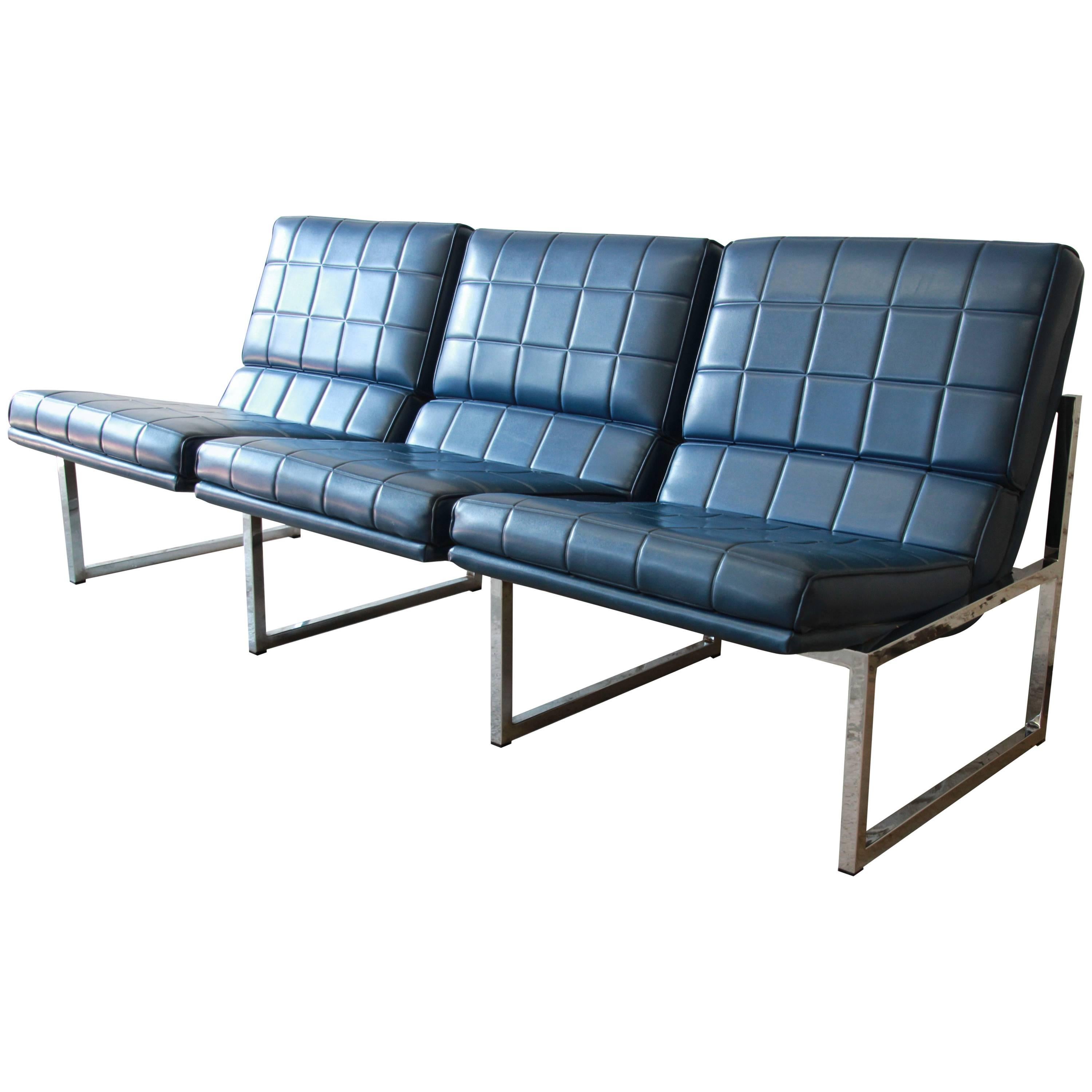 Milo Baughman Style Three-Seat Sofa by Chromcraft, 1970s