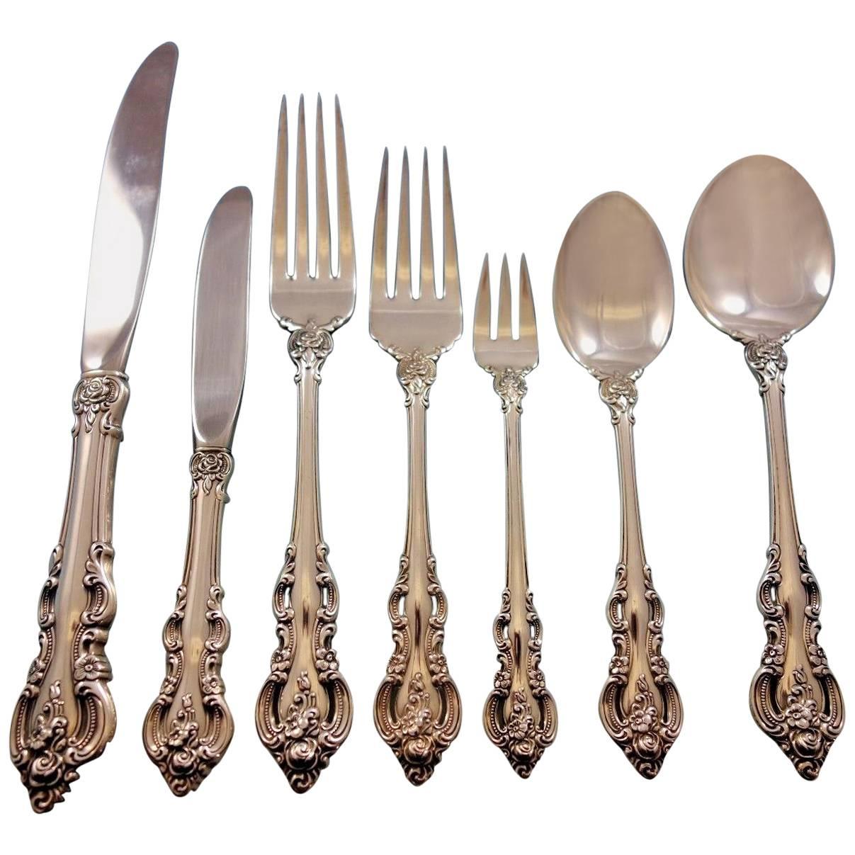 El Grandee by Towle Sterling Silver Flatware Set for Eight Service 63 Pieces For Sale