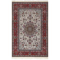Ivory Vintage Isfahan Persian Rug 8