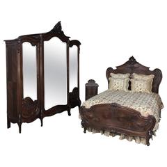 19th Century French Mercier Louis XV Walnut Bedroom Suite