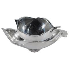Sciarrotta Sterling Silver Leaf Bowl on Scrolled Foot