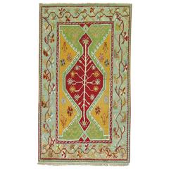 Vintage Turkish Oushak Rug with Bright Colors 4