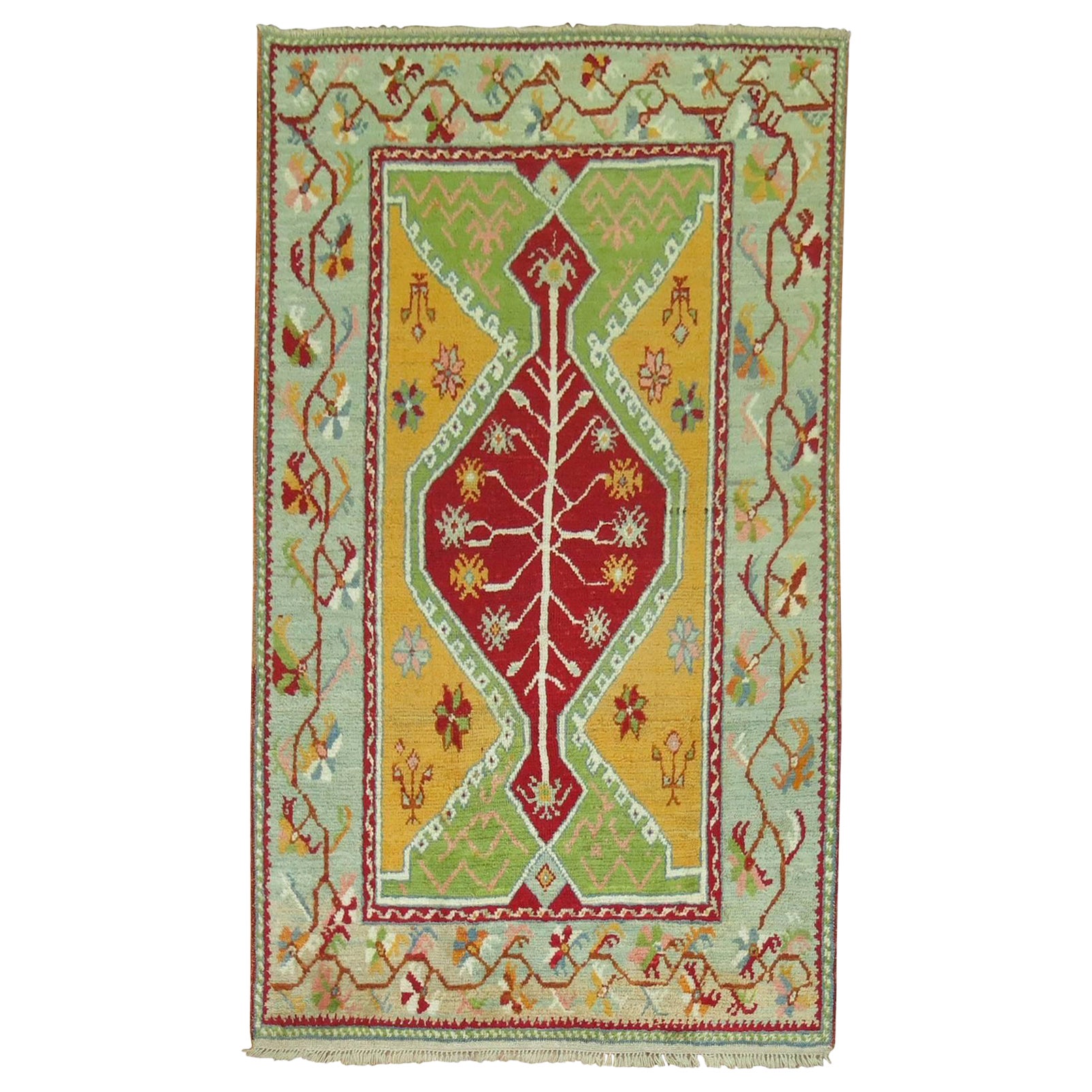 Türkischer Oushak-Teppich in leuchtenden Farben, Vintage