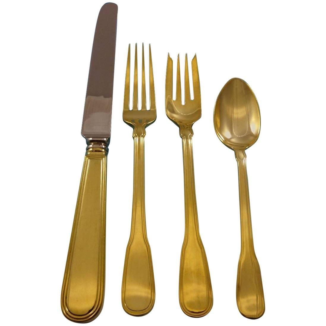 Hamilton Gold by Tiffany & Co. Sterling Silver Flatware Set Service 6 Vermeil For Sale