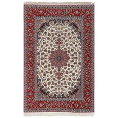 Ivory Vintage Isfahan Persian Rug 9