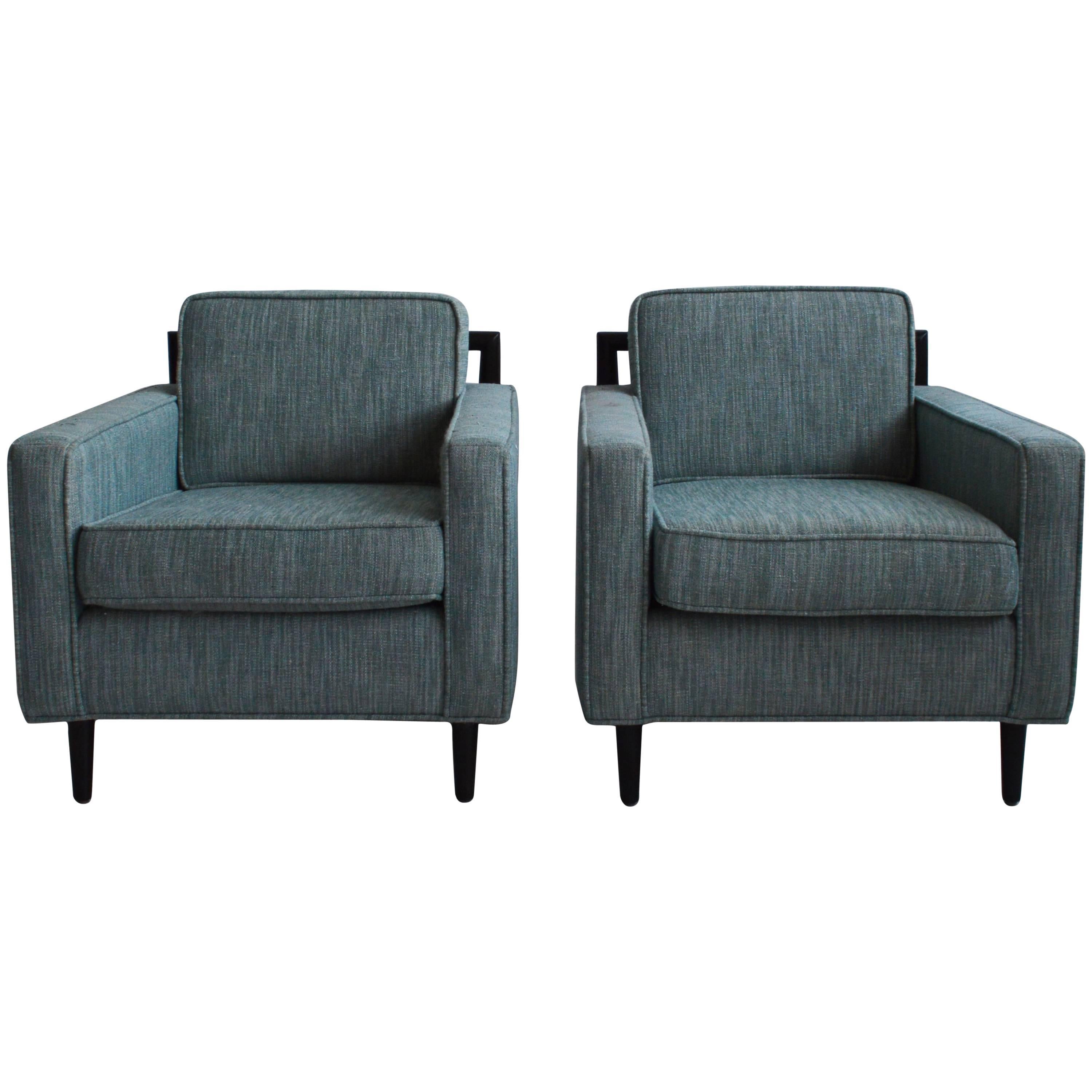 Pair of Mid-Century Inspired Lounge Chairs, 21st Century, American For Sale