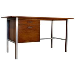 Mid-Century Modern Paul McCobb for Calvin Walnut Wood Desk with Two Drawers