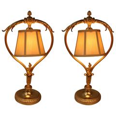 Pair of French Bronze Table Lamps by Christofle 5