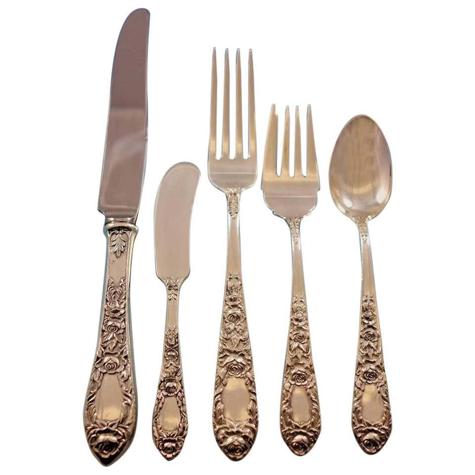 Repousse by Kirk Sterling Silver Flatware Set for 12 Service, 87 Pieces ...