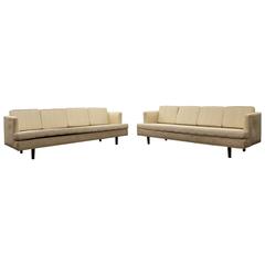 Vintage Mid-Century Modern Pair of Edward Wormley for Dunbar Long off White Sofa 5