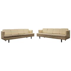 Vintage Mid-Century Modern Pair of Edward Wormley for Dunbar Long off White Sofa