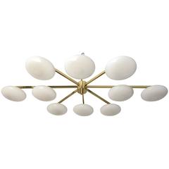 Italian Murano Glass and Brass Flush Mount in the Style of Arredoluce 6