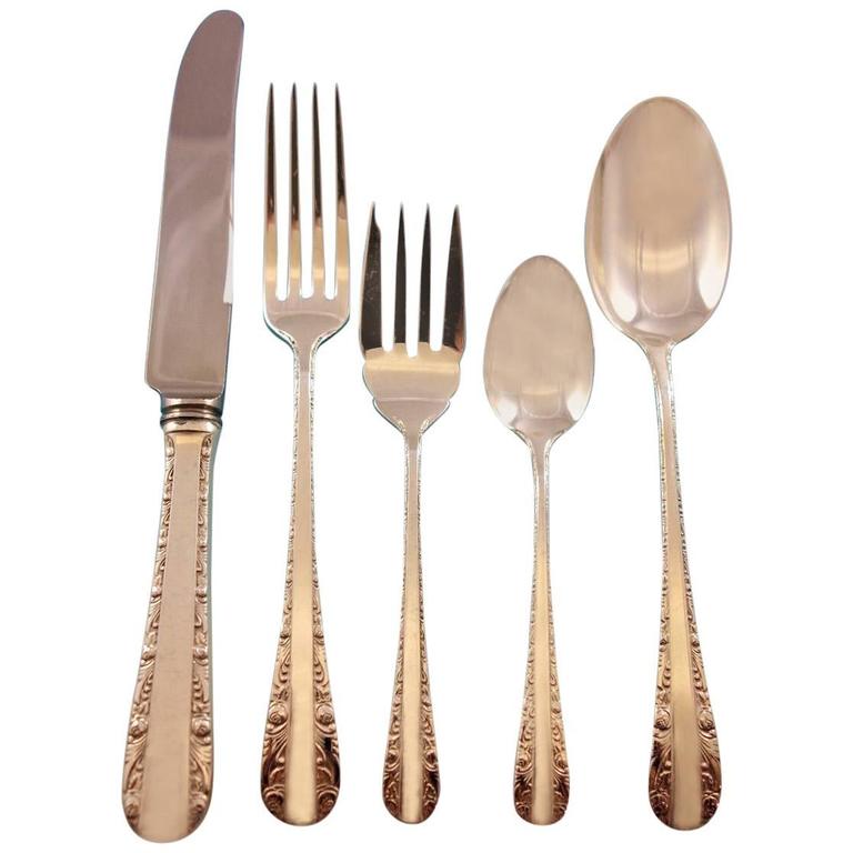 Rose Bower by Birks Canada Sterling Silver Flatware Set 8 Service 44