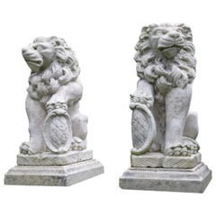 Carved Stone Bavarian Lions