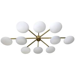 Italian Murano Glass and Brass Flush Mount in the Style of Arredoluce 5