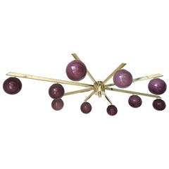 Italian Murano Glass and Brass Flush Mount 7
