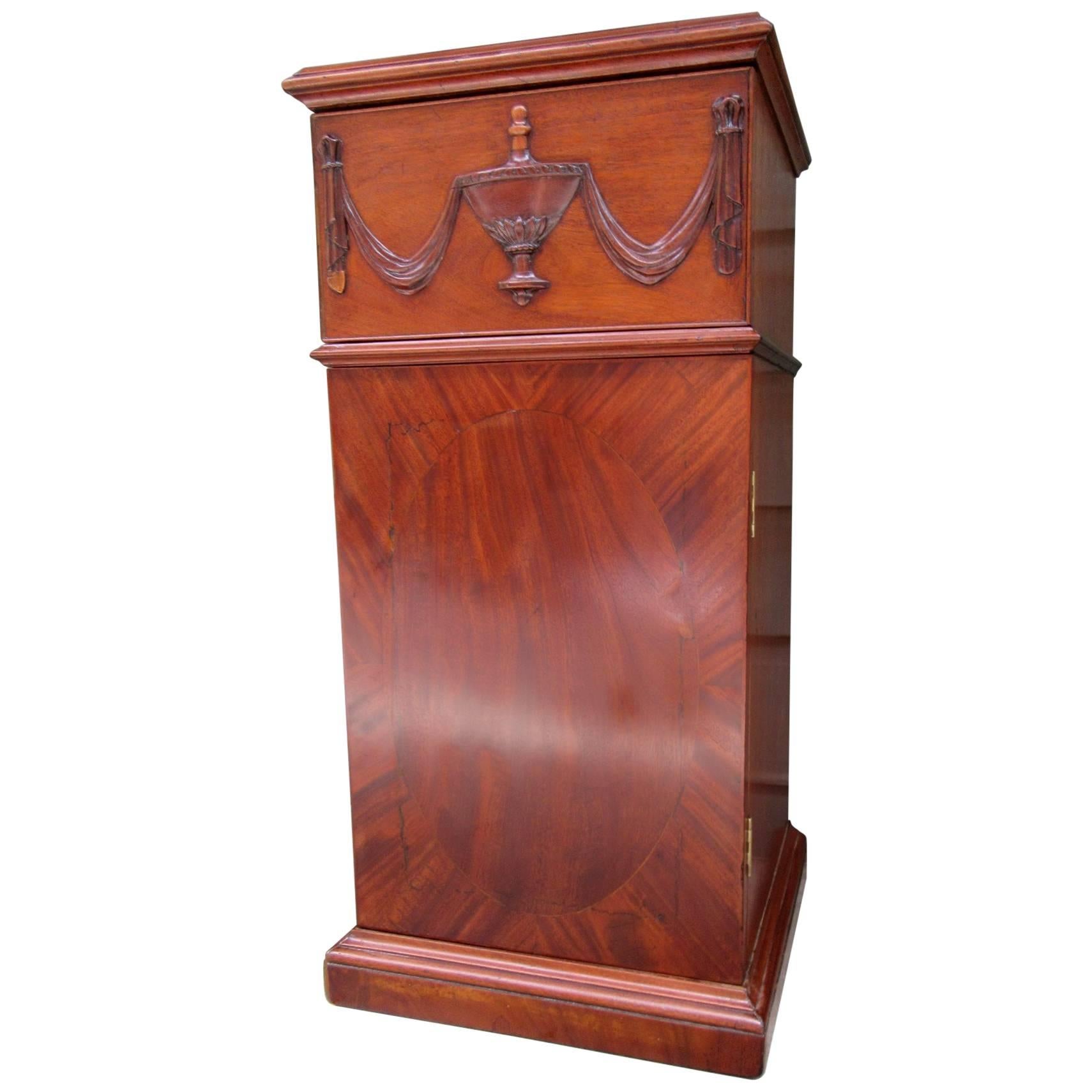 Early 19th Century English Regency Mahogany Pedestal Cabinet with Urn Carving