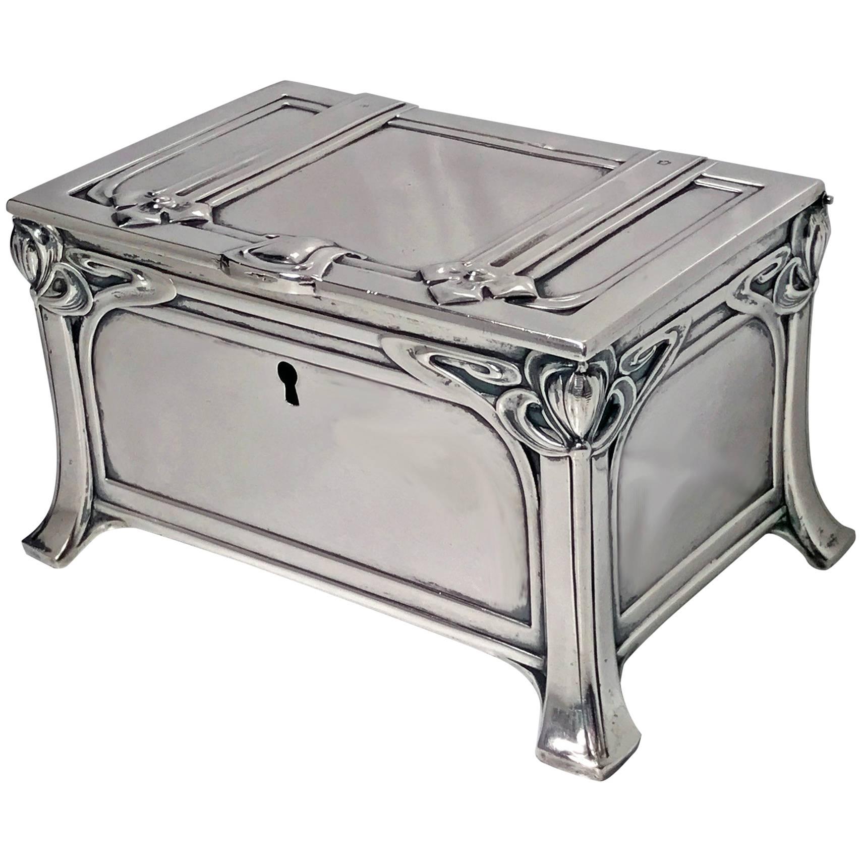 Rare Large Silver Jugendstil Nouveau Casket Box, Austrian, circa 1900