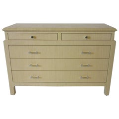 Harrison Van Horn Linen Wrapped Dresser Commode in the style of Karl Springer