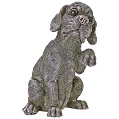 Sterling Statue Sculpture of Spaniel Dog, 20th Century
