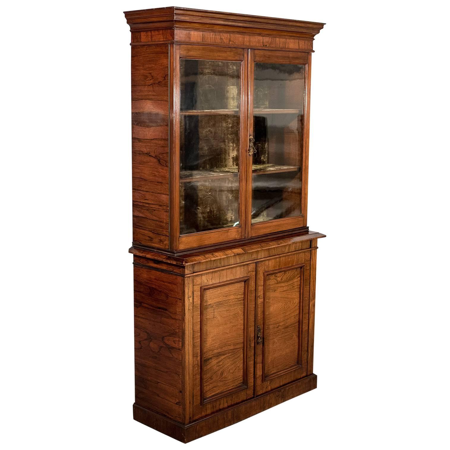 Antique Display Cabinet, Tall, Victorian, Bookcase, Circa 1900