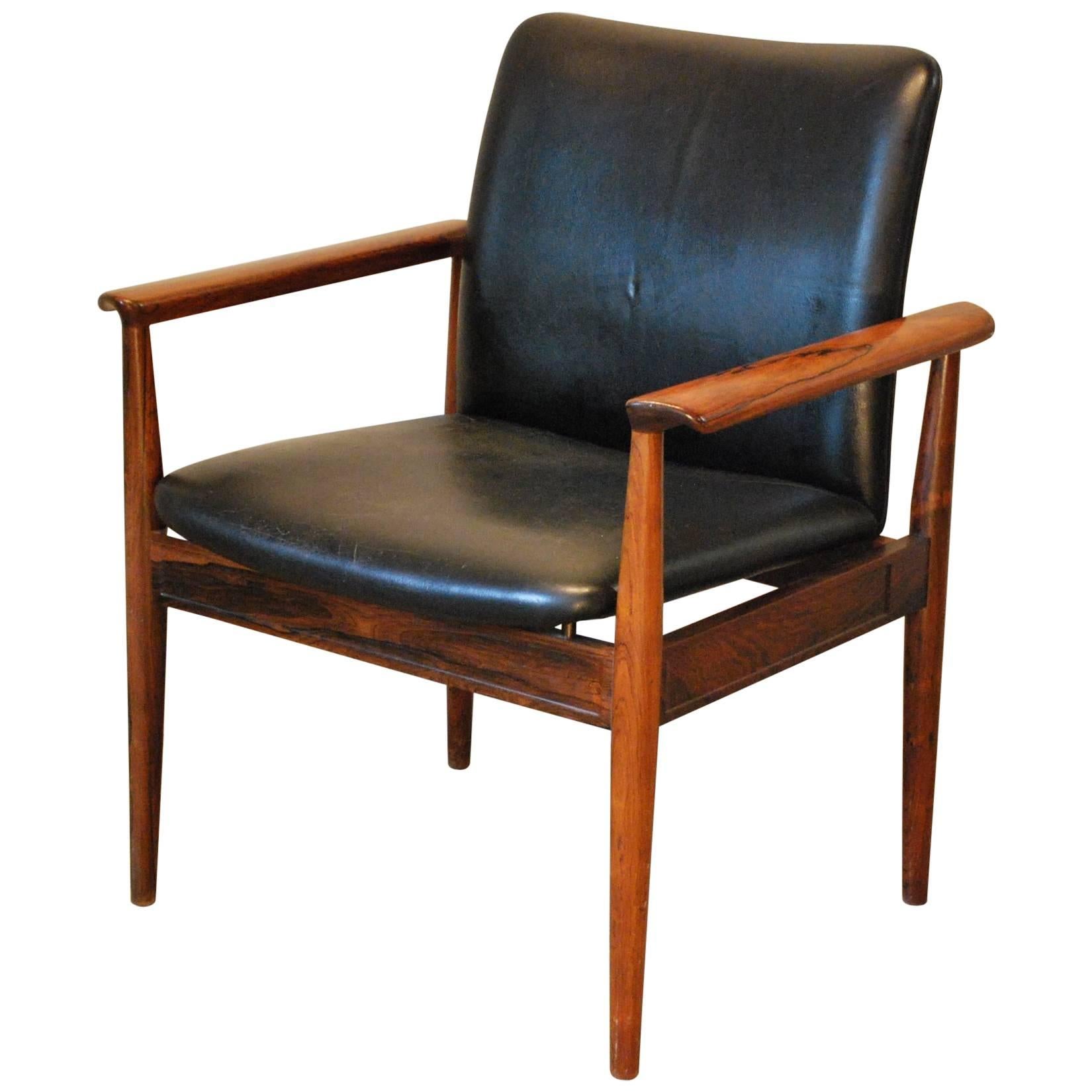 Finn Juhl Designed Rosewood/Leather 'Diplomat' Armchair, circa 1960