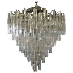 Monumental Venini “Prismi” Murano Glass Cascading Chandelier