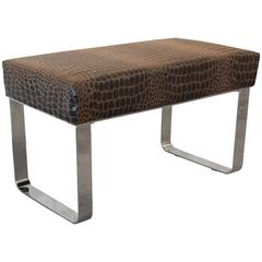 Chrome and Leather Modernist Bench in the Style of Milo Baughman 6