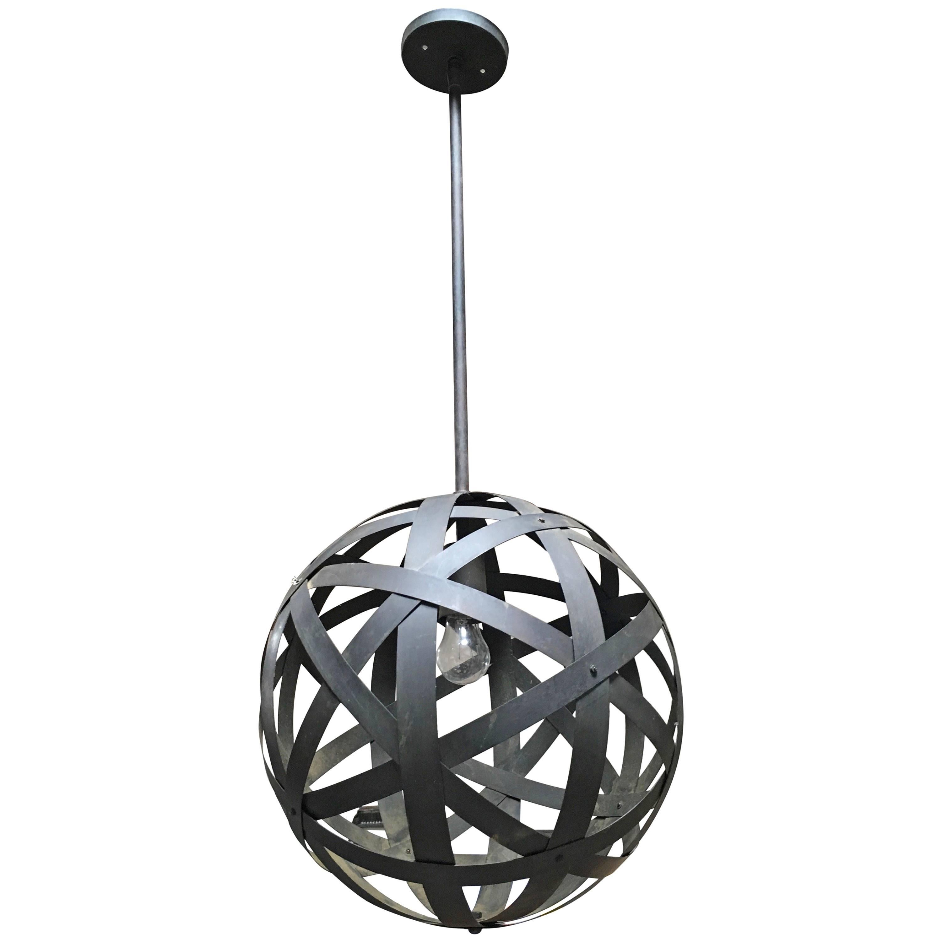 Strapped Metal Sphere Pendant Lamp