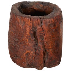 Unusually Large, Thick Walled Antique Burl Wood Mortar