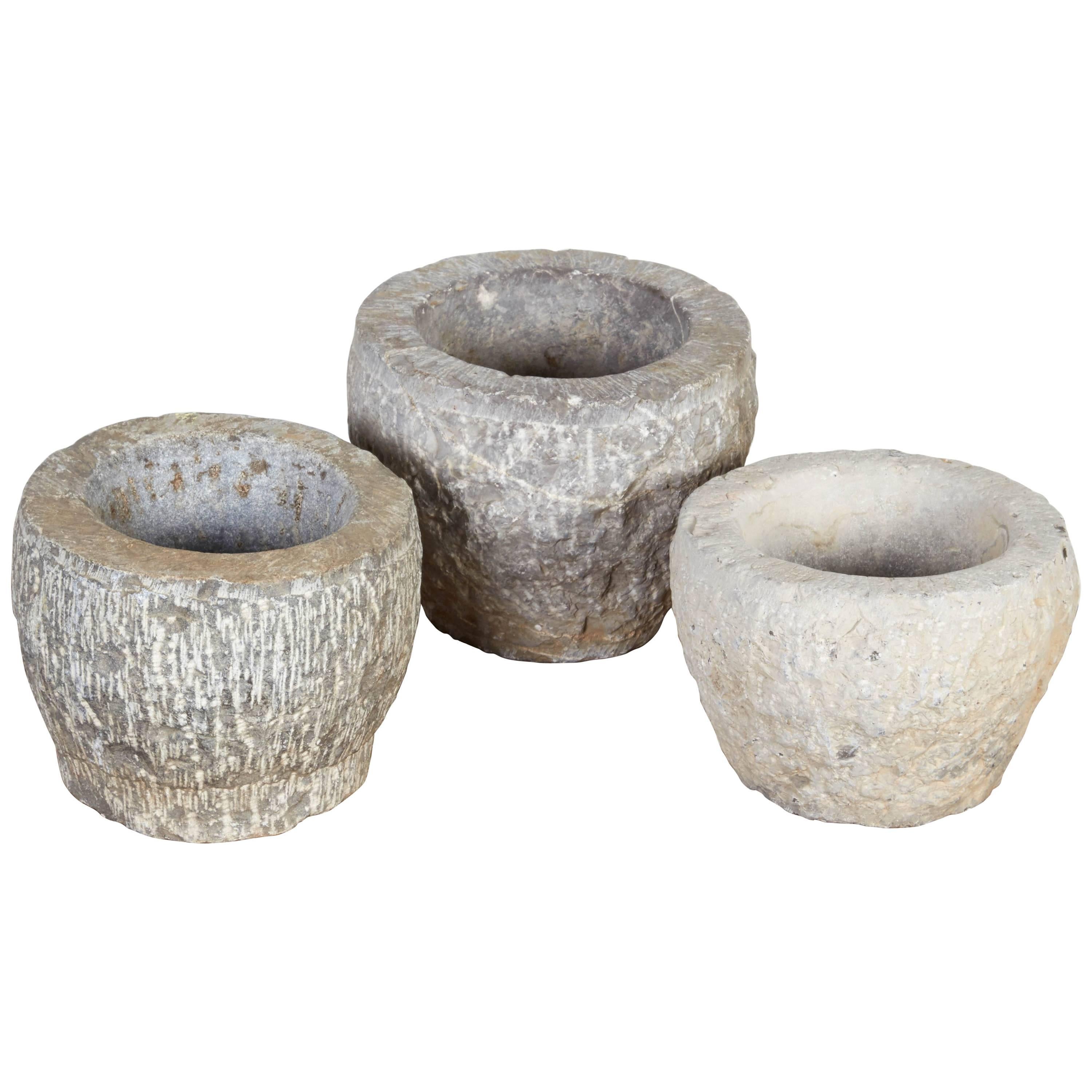 Finely Carved Chinese Stone Mortars
