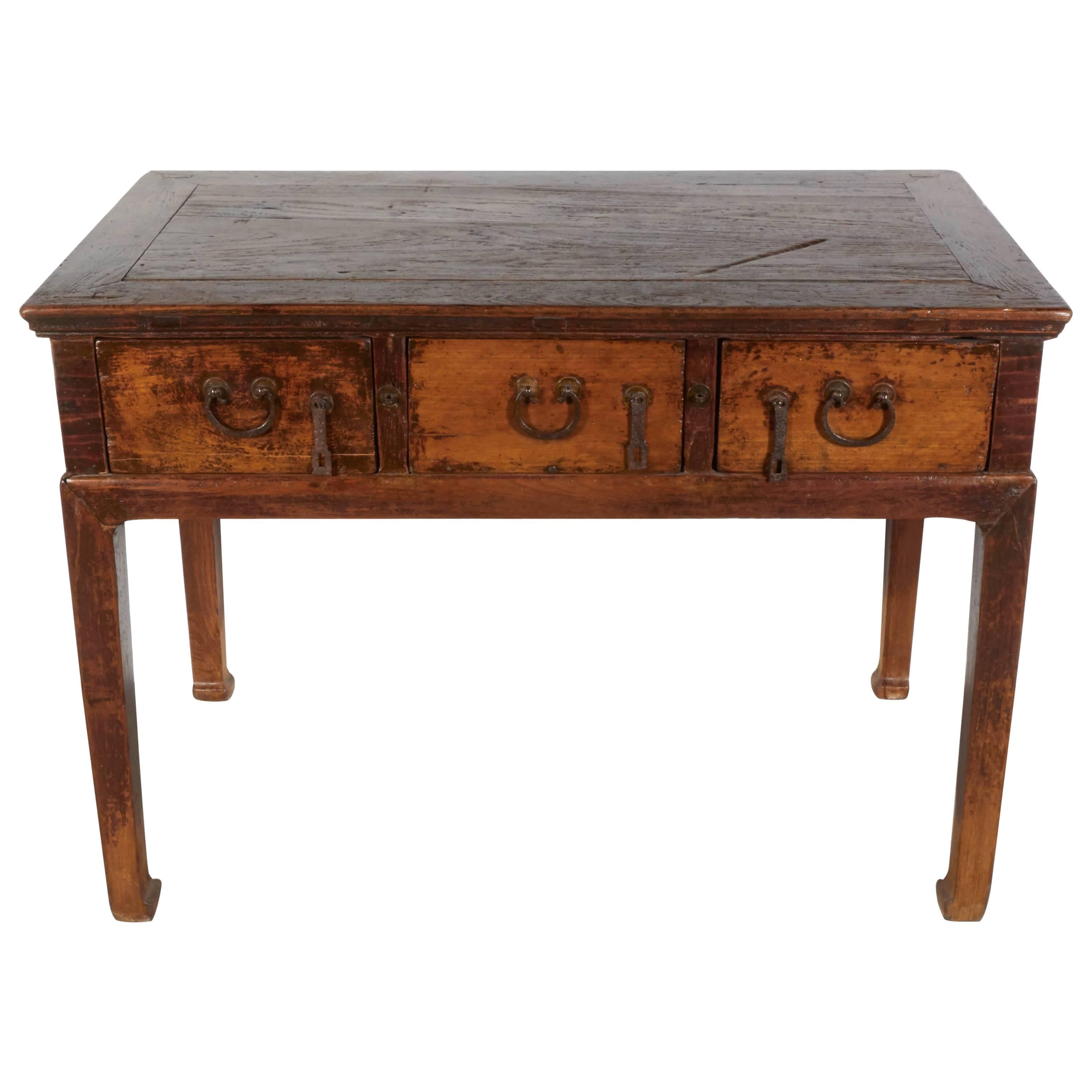 Handsome Antique Three-Drawer Table, Beautiful Patina
