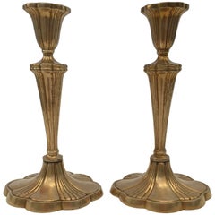 Antique Pair of Art Nouveau Brass Candlesticks