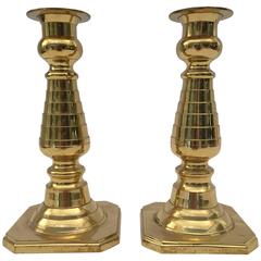 Pair of Victorian Polished Brass Candlesticks