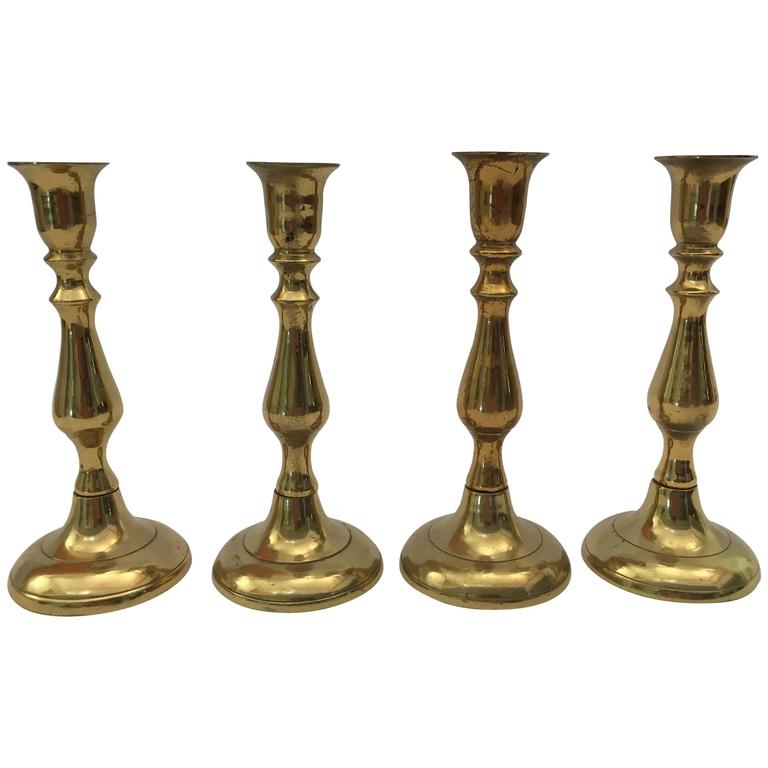 Set of Four Brass Victorian Candlesticks For Sale at 1stdibs