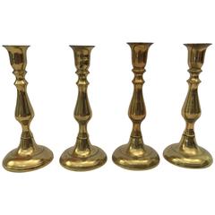 Set of Four Brass Victorian Candlesticks
