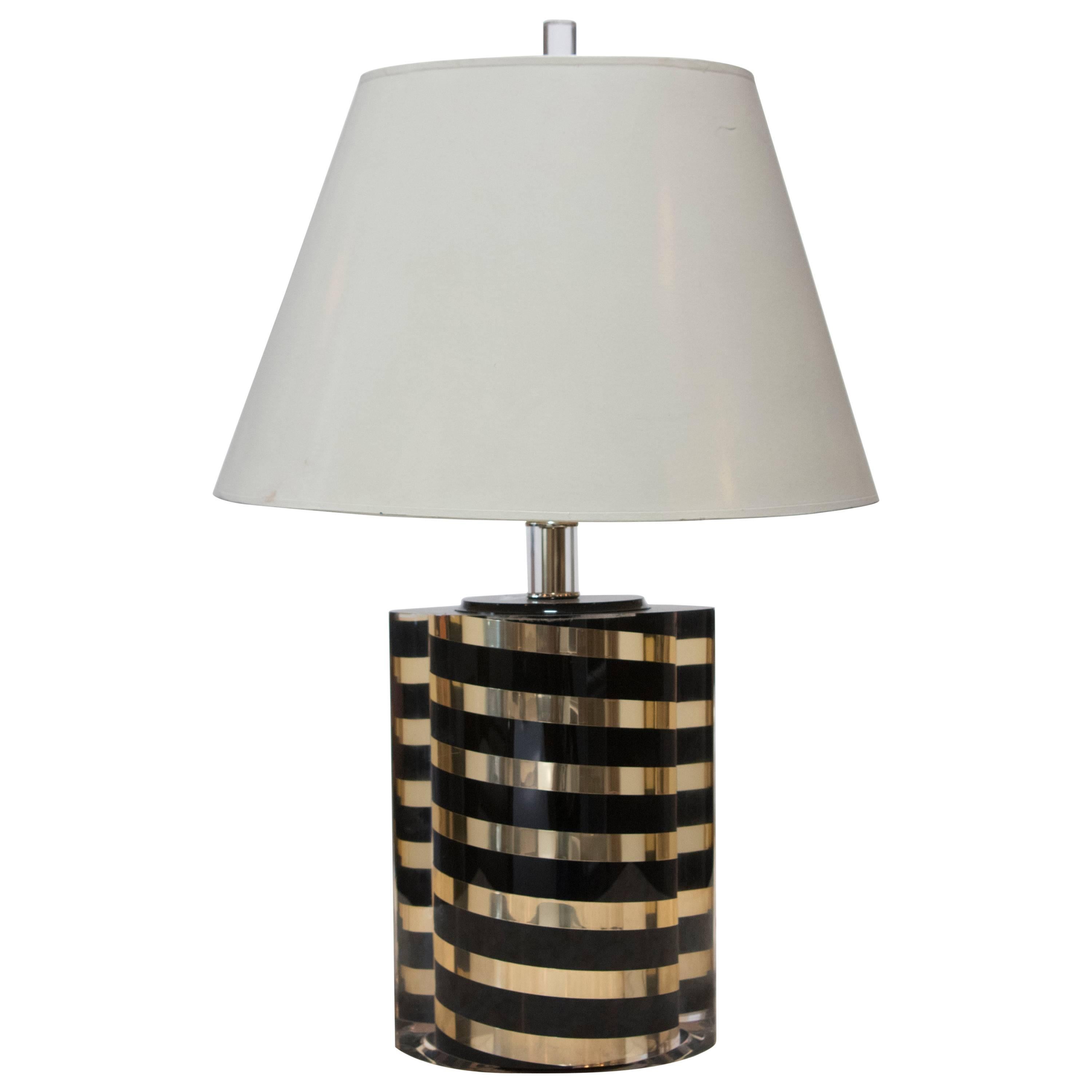 Black and Gold Striped Lucite Lamp