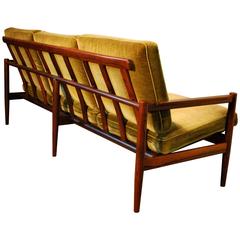 Børge Jensen Designed Rosewood Slat Back Sofa with Upholstered Cushions