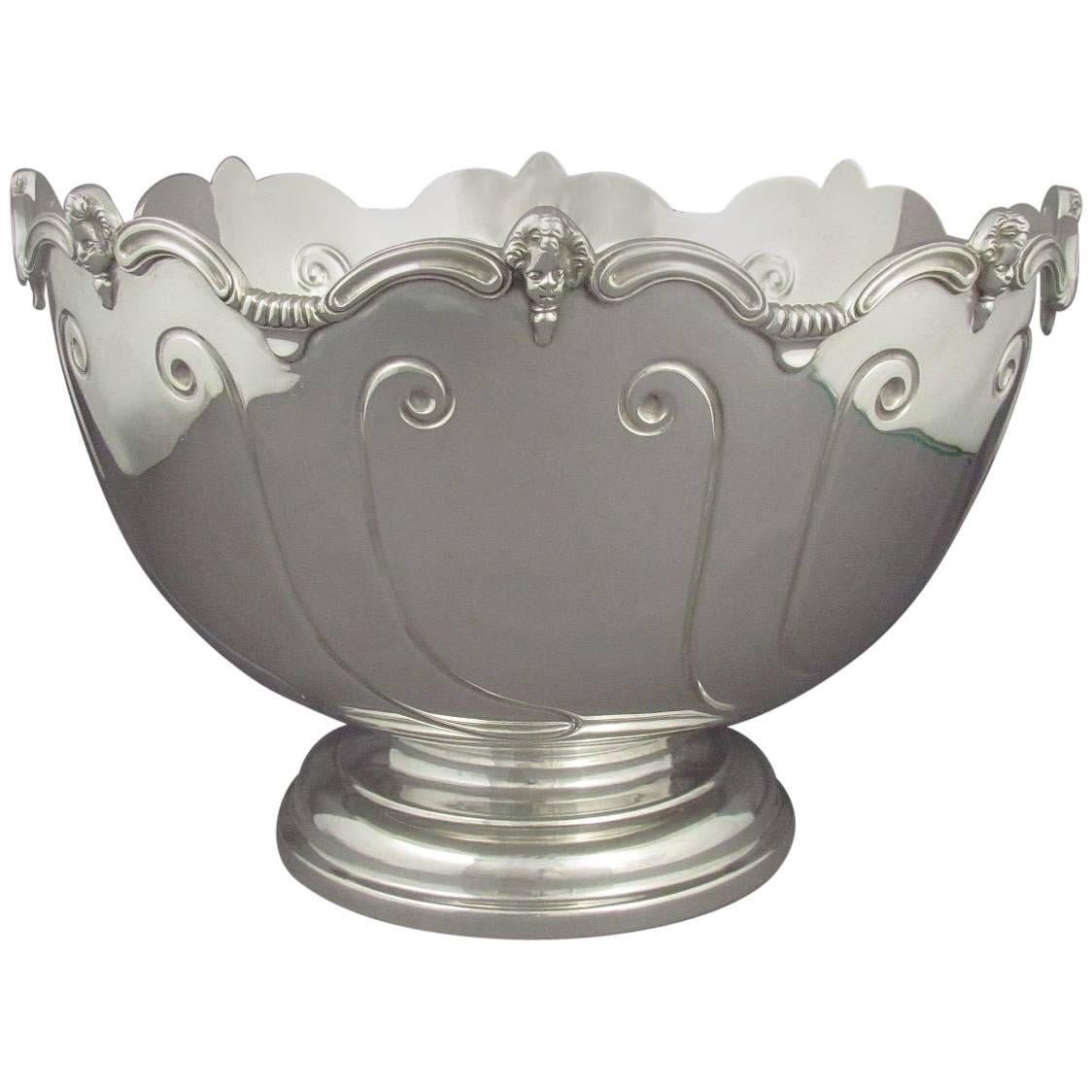 Antique Silver Monteith Style Punch Bowl For Sale