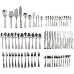 Vintage Cohr Old Danish Complete Silver Cutlery with Ten Different Serving Pieces