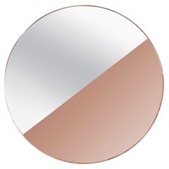 Custom Half Silver Half Apricot Round Mirror with Copper Frame by Adesso Imports