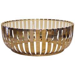 Modern Round Brass Glass Top Coffee Table 3