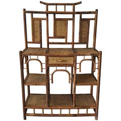1960s Bamboo and Rattan Pagoda Étagère Plant Stand 6