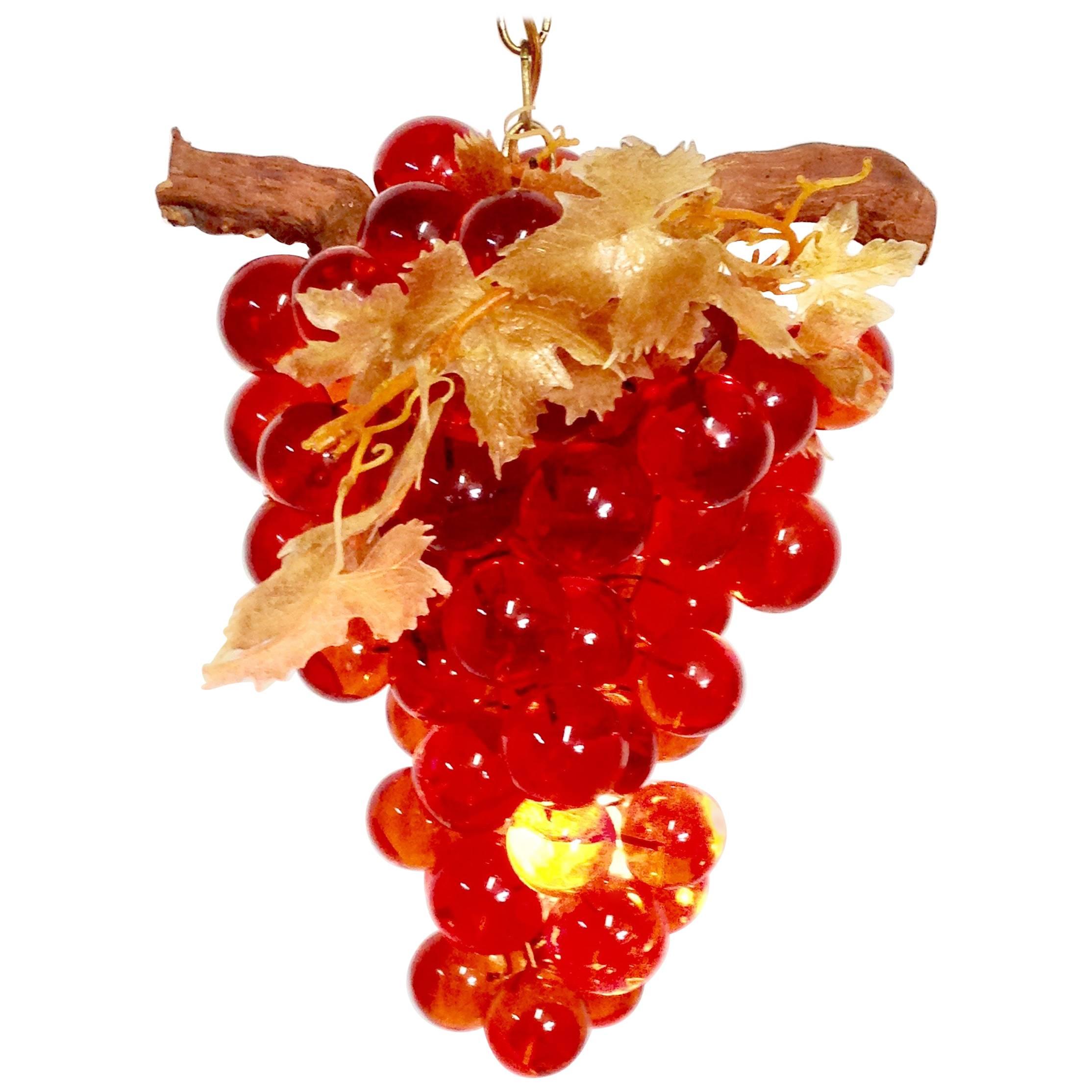 Mid-Century Lucite Grape Bunch Hanging Light Pendant-Chandelier For Sale