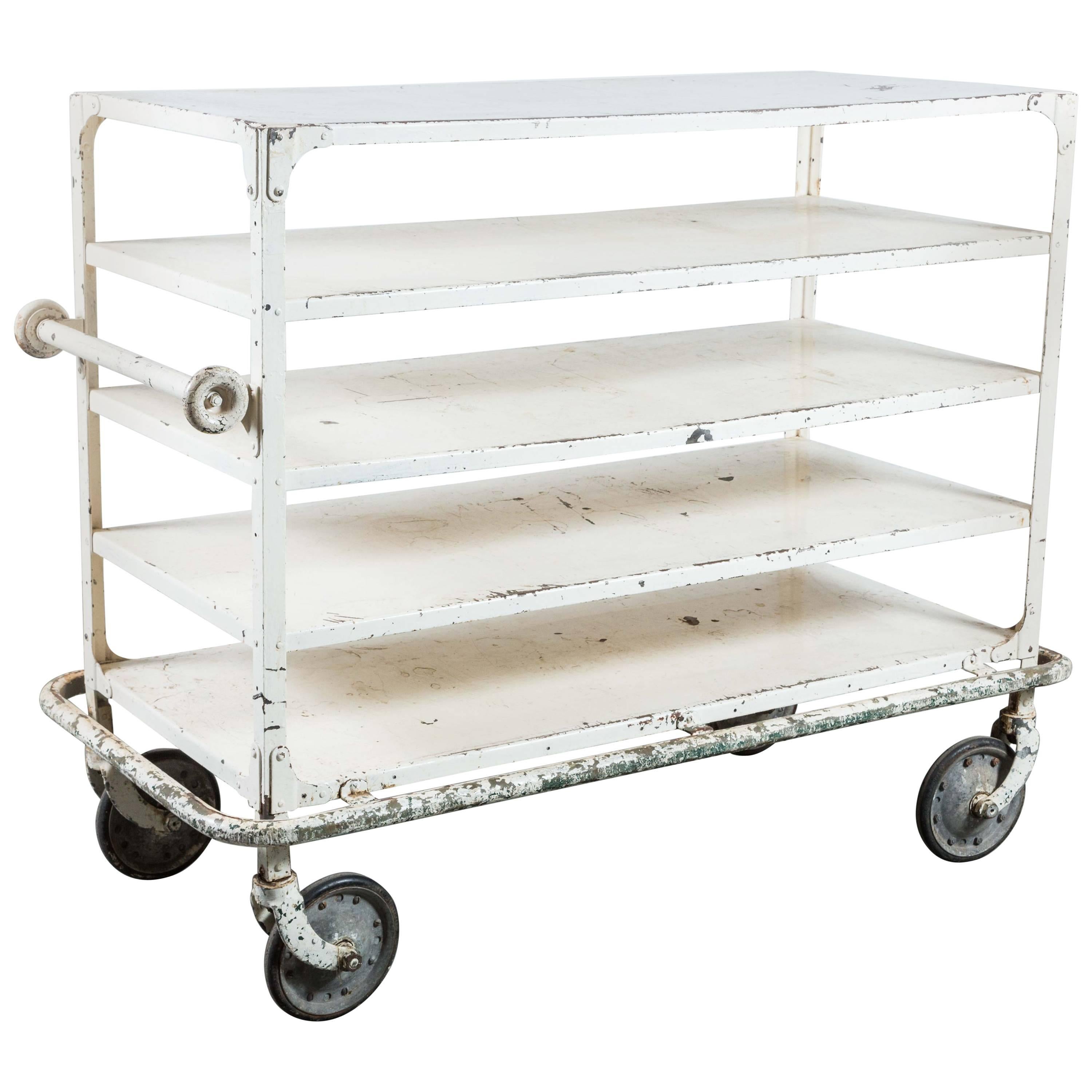 Early 20th Century White Iron Industrial Cart