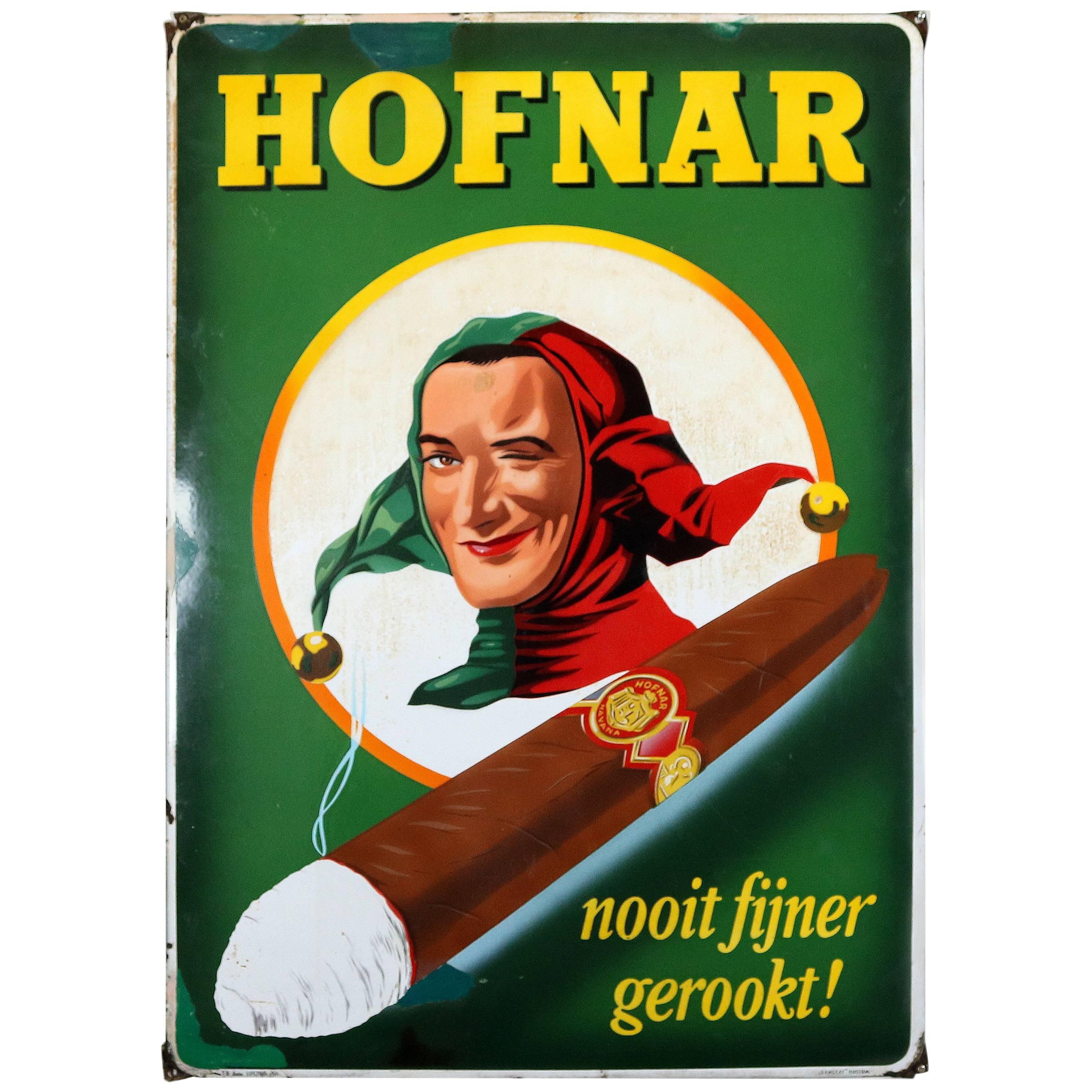 Enamel Sign Hofnar Cigars For Sale