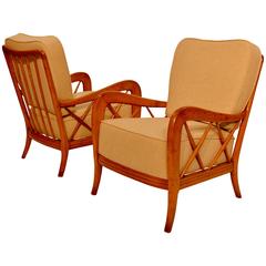 Pair of 1950s Italian Armchairs in the Manner of Paolo Buffa