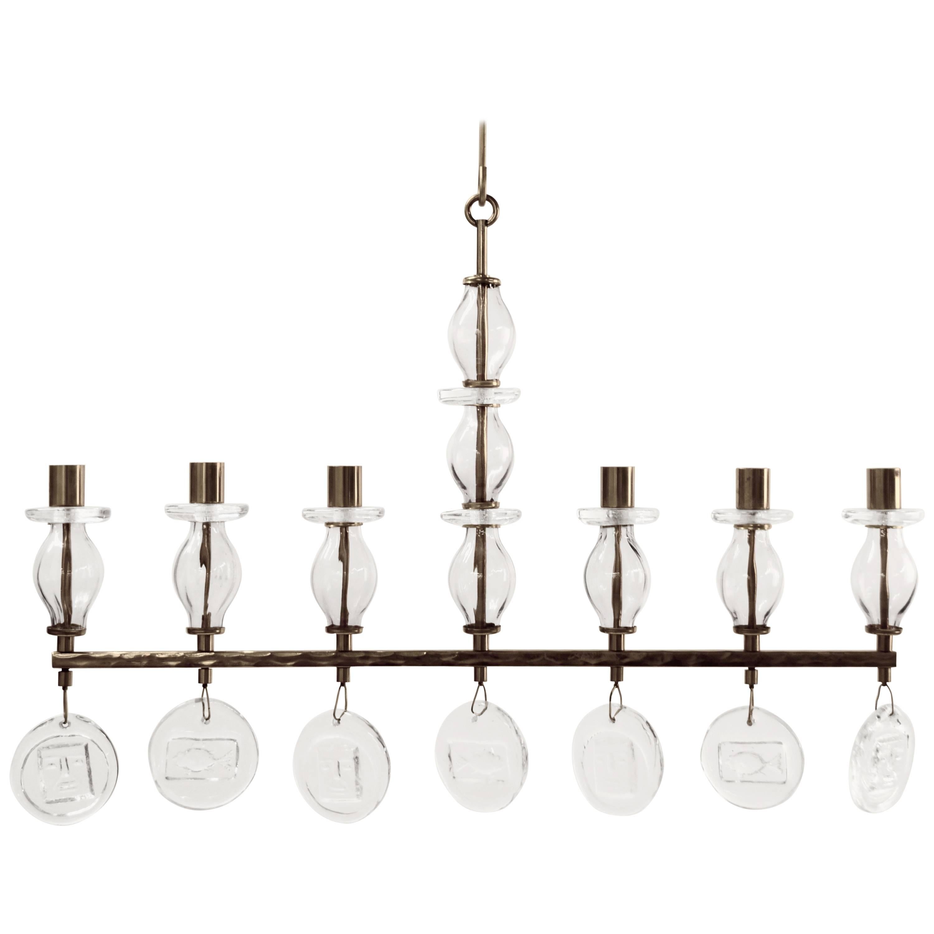 Erik Hoglund Six-Arm Chandelier for Boda, Late 20th Century For Sale