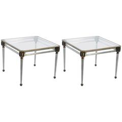 Pair of Mid-Century Italian Steel and Brass Side Table by Banci 1